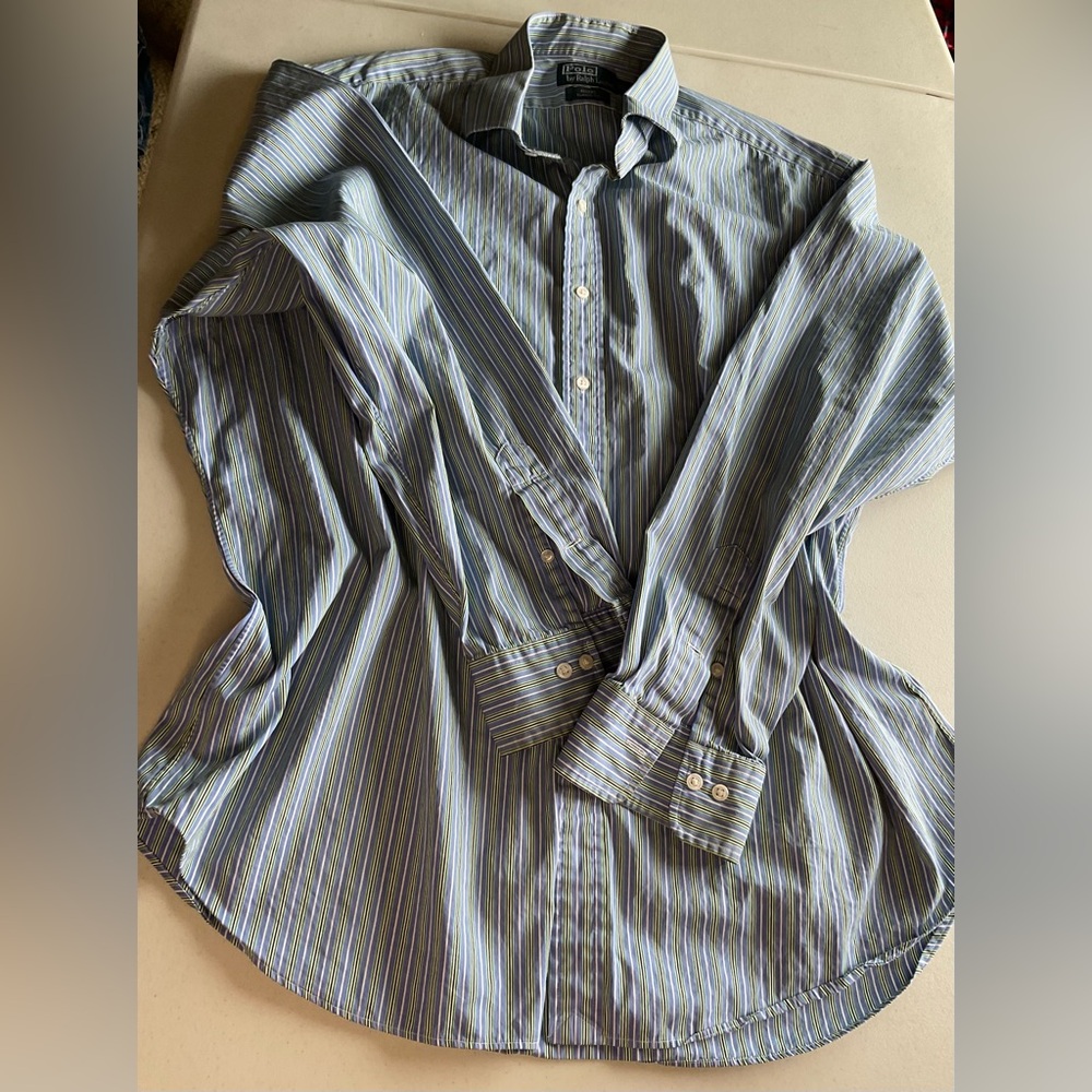 Vintage Y2K Polo Ralph Lauren Regent Classic Fit Striped Button Front Dress Shir